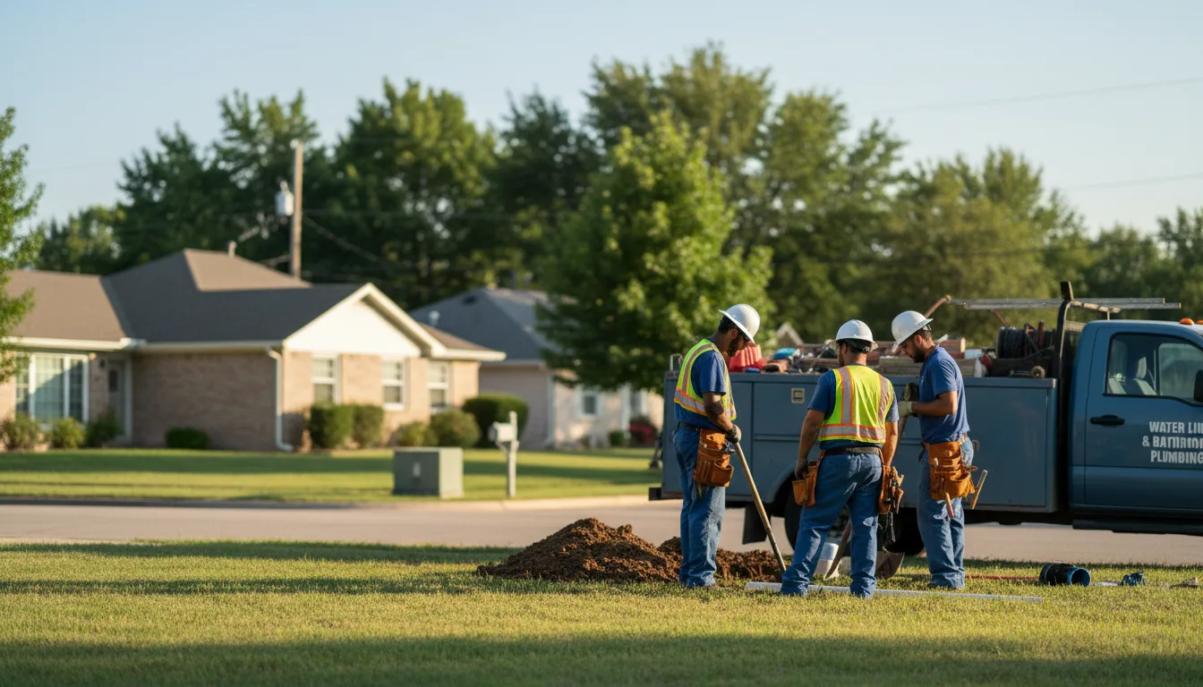 Residential water line and bathroom plumbing service in Salina, OK